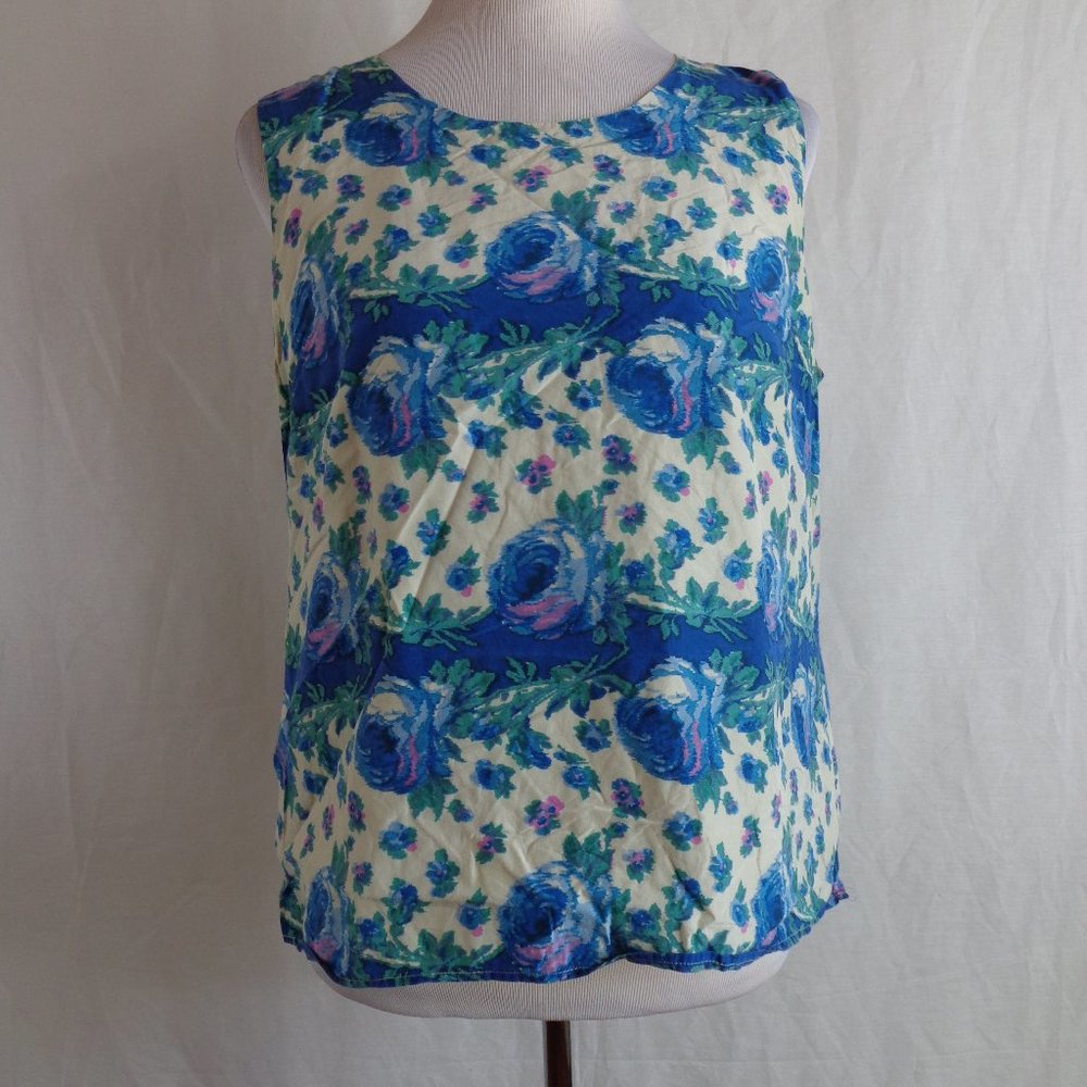 Floral silk/cotton tank talbots petites 14P
